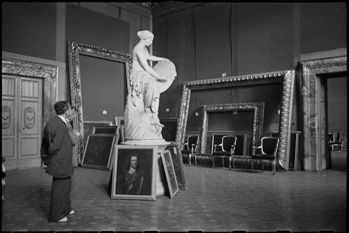 Some of the empty frames and pictures that remain in the Pitti Palace in Florence, Italy - Photograph taken by George Kaye