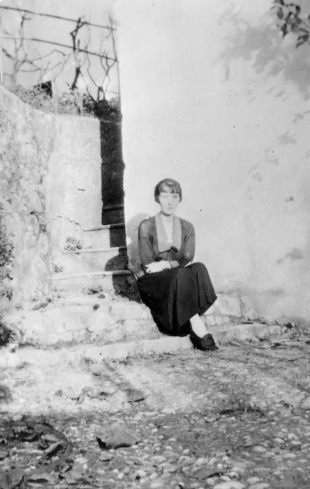 Katherine Mansfield in the garden at Villa Isola Bella, Menton, France