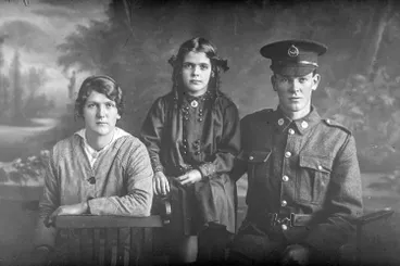 Private Matuschka or Mutuschka and a woman and girl, 1916 Image: Private Matuschka or Mutuschka and a woman and girl, 1916