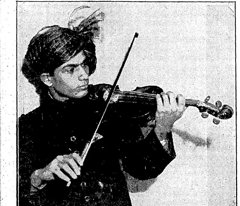 Sport and General" Photo. \ ■ INDIA'S GREATEST VIOLINIST.—S/W«£ar Gopal Biniivale, ivho \ is only 20 years old. He is at. present on a visit to London, ivhere ;'he is giving recitals,- after., which-he will visit America, China; ■ • . and Japan. (Evening Post, 07 March 1934)