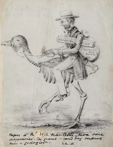 Image: Walter Mantell riding a moa