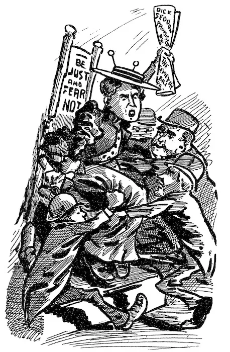 Blomfield, William, 1866-1938 :Mayoral Contest at Onehunga. New Zealand Observer and Free Lance, 24 November 1894.