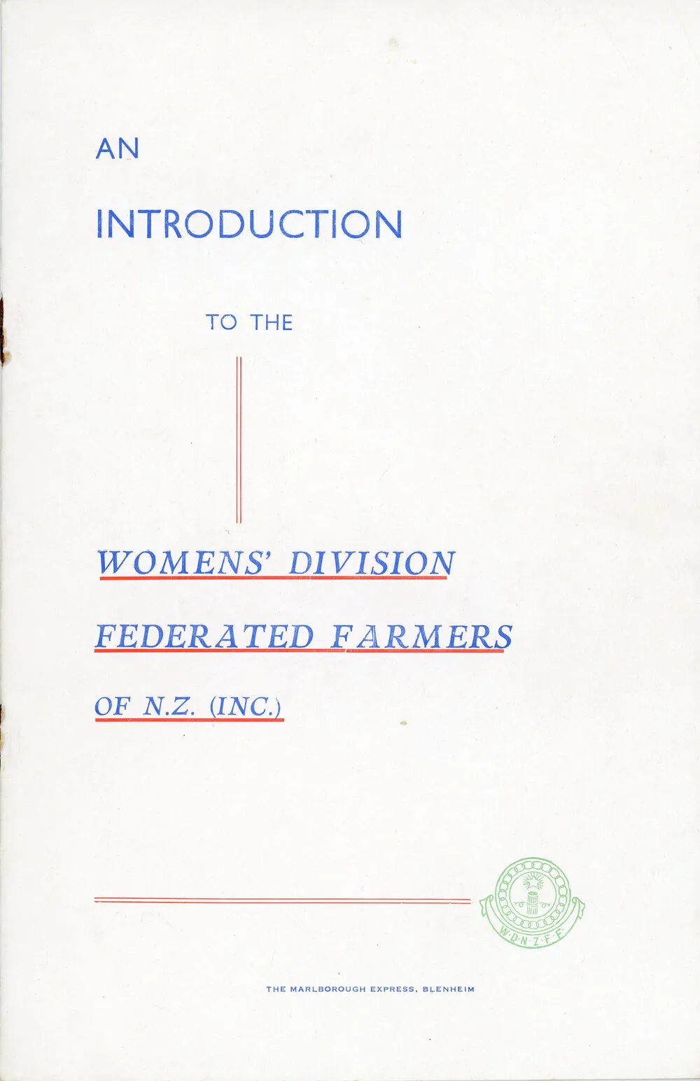 An Introduction to the Women's Division Federated Farmers of NZ