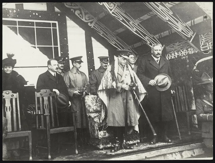 Edward Prince of Wales speaking, Ohinemutu, Rotorua, New Zealand