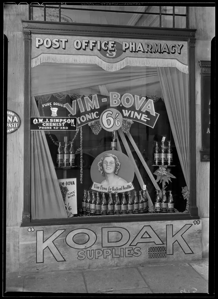 Vim-Bova Tonic Wine Display on Featherston Street, Wellington