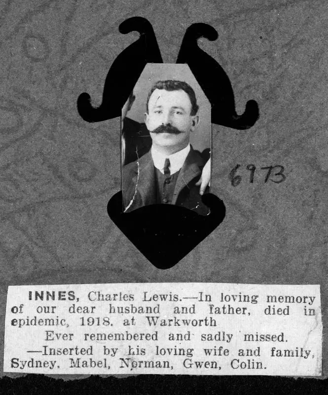 C L Innes & news clipping of death notice