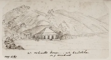 Image: Taylor, Richard, 1805-1873 :Mr Ashwell's house at Kaitotehe on the Waikato. May 31, 1847.