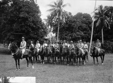 Image: Captain Anderson and his gun crew on horseback in Samoa during WWI