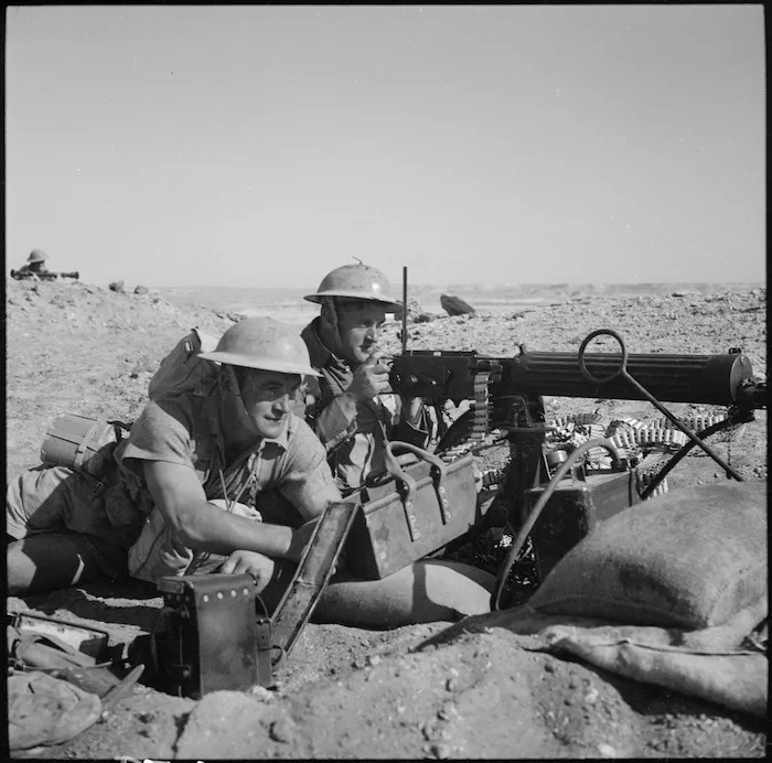 Machine gunners on manoeuvres, Egypt