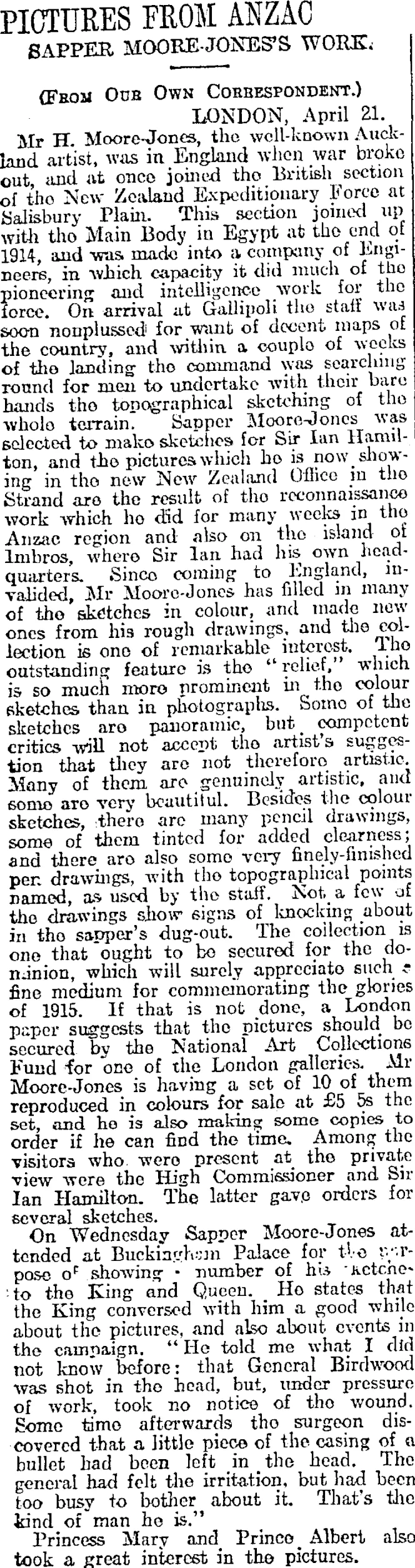 PICTURES FROM ANZAC (Otago Daily Times 13-6-1916)