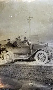 Japanese officers in a car, Featherston Camp : digital image