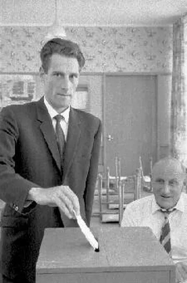 Image: Roy Hollands (Social Credit) voting in the general election