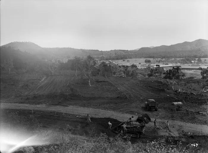 Works Services men preparing the ground for the 4th General Hospital at Dumbea, New Caledonia, during World War II
