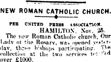 Image: NEW ROMAN CATHOLIC CHURCH. (Mataura Ensign 25-11-1912)