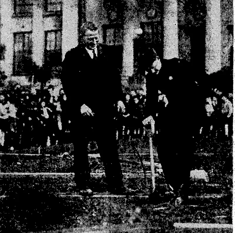 Several functionstook place yesterday to celebrate Arbor Day. The principal event was ? that held by the Wellington -Beautifying Association between the Dominion MuseiiJii and the Technical- College; on -.Mount Cook, ?dtl whuji- 'the. G overnon-Generdl . #rce? Lo4y Galway. mete: present. &:toj)iik^B . W. £. Parry,/Minister of Internal Affairs, planting :a tree, assisted by Mt. f. G. MacKenzie, Director of Parks and Reserves.-^ Mqncktqn-AruhdeUVw^ iheMijiisier at work. Captain S. Holm, .presi^ept -of.the Beautifying Association, is on; the right. Xhe, other•picture: shows the Jiead nrp.fpM nf itia',Technical:College planting a tree. (Evening Post, 04 August 1938)