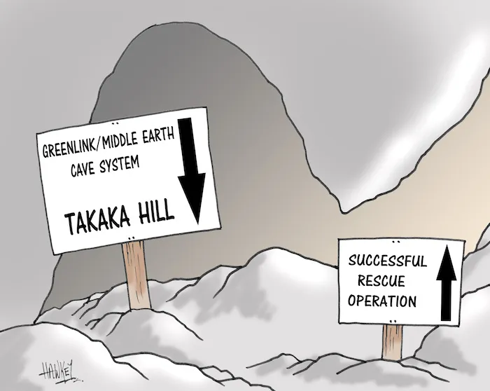 Greenlink/Middle Earth Cave System, Takaka Hill. Successful rescue operation. 28 August, 2007