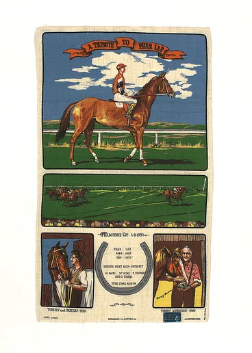 Image: Tea Towel -'A Tribute to Phar Lap', Melbourne, 1986