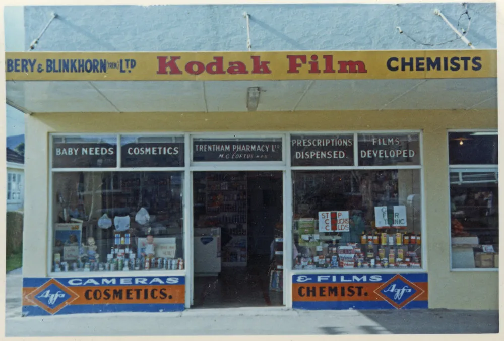 Trentham Pharmacy, 455A Main Road, 1963; new owner M G (Geraldine) Loftus, M P S