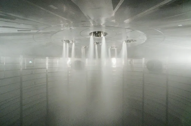 A milk products spray dryer ... looking into an oven.