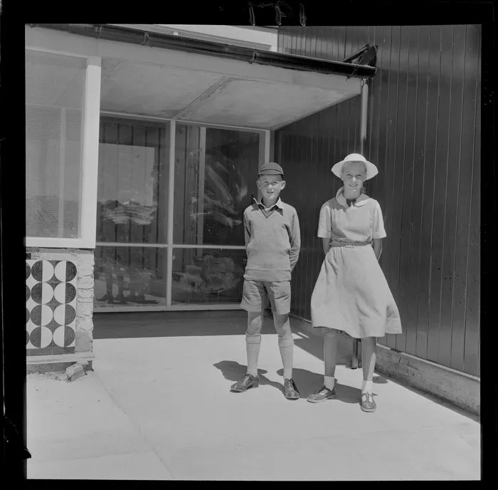 School students at the opening of Onslow College, Johnsonville, Wellington
