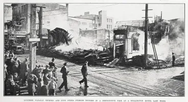 Licensee fatally burned and five other persons injured in a destructive fire at a Wellington Hotel last week Image: Licensee fatally burned and five other persons injured in a destructive fire at a Wellington Hotel last week