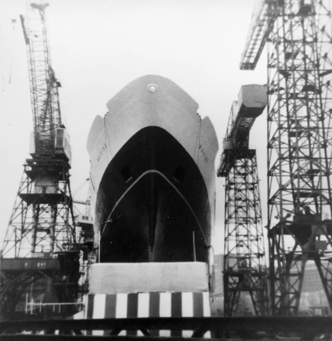 Launching of the Wahine at Govan, Scotland, 1966.