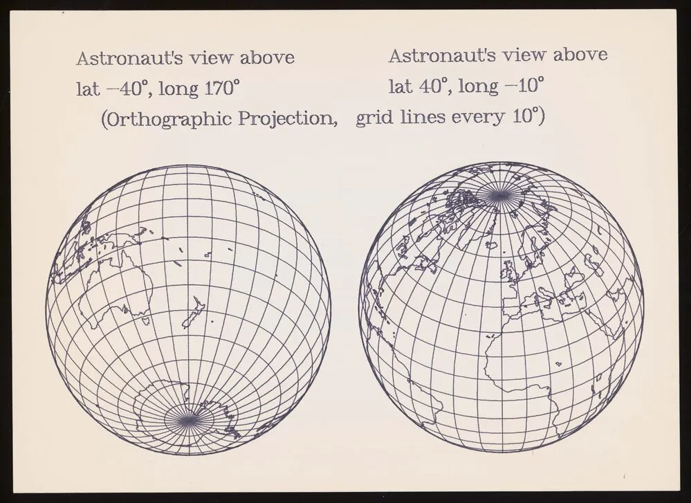 Two orthographic images of the globe