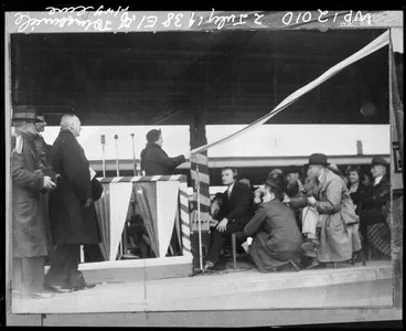 Image: Inaugural ceremony at Wellington Railway Station of the electrification of the Johnsonville Line - cutting of the ribbon
