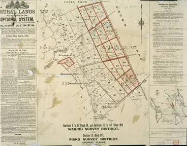 Image: Sections 1 to 9, Block IX and sections 52 to 57, Block XIII, Waihou Survey District and section 13, Block XVI, Piako survey district, Hauraki Plains.