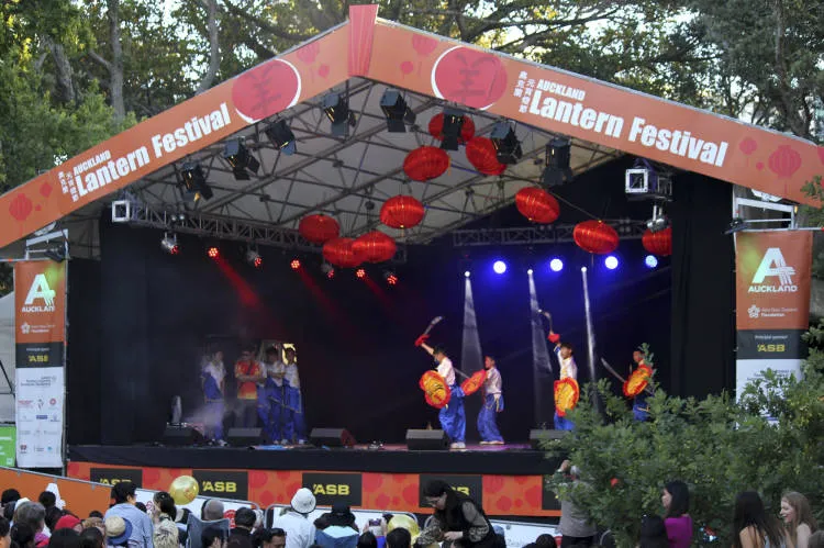 Martial arts performance at Auckland Lantern Festival.