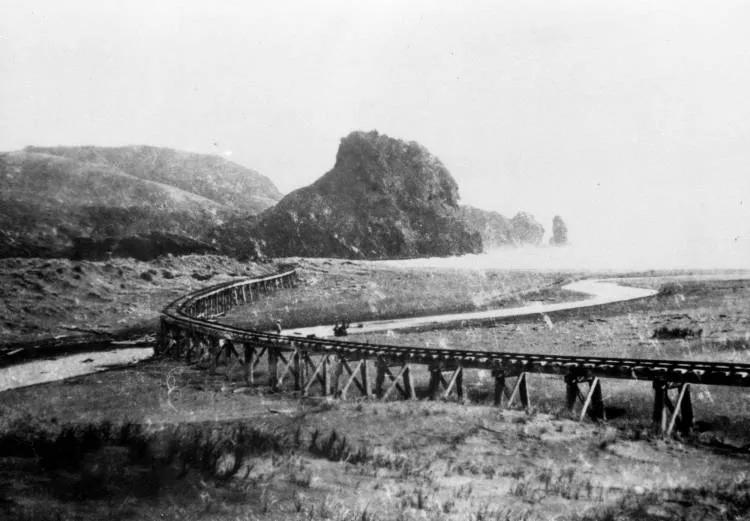 Tramway along beach at Piha.