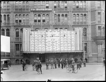 Image: 1931 general election results, Christchurch Press building