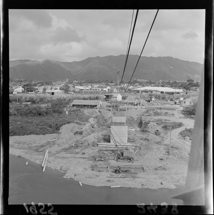 The Melling Bridge, under construction, Hutt River, Lower Hutt