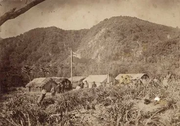 Image: Hoisting the flag at the Bell settlement, 1887