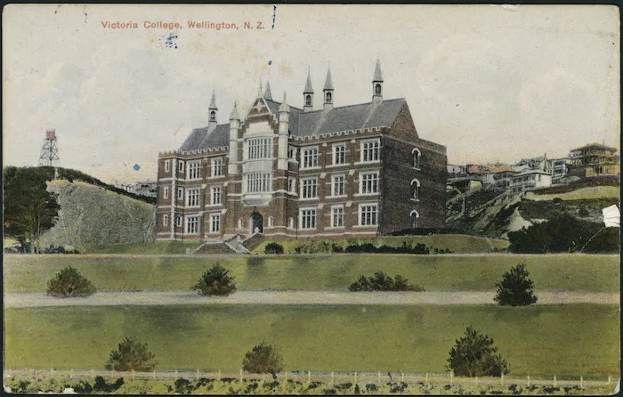 Creator unknown: Photographic postcard of Victoria University College, Wellington