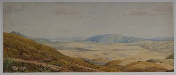 The Taieri Plains, 1867. Taken from the the Upper or Halfway Bush Road leading down to the North Taieri.