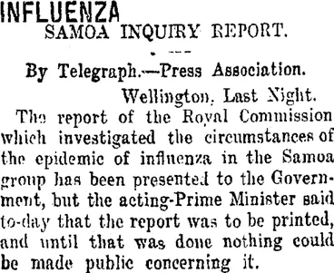 Image: INFLUENZA. (Taranaki Daily News 1-8-1919)