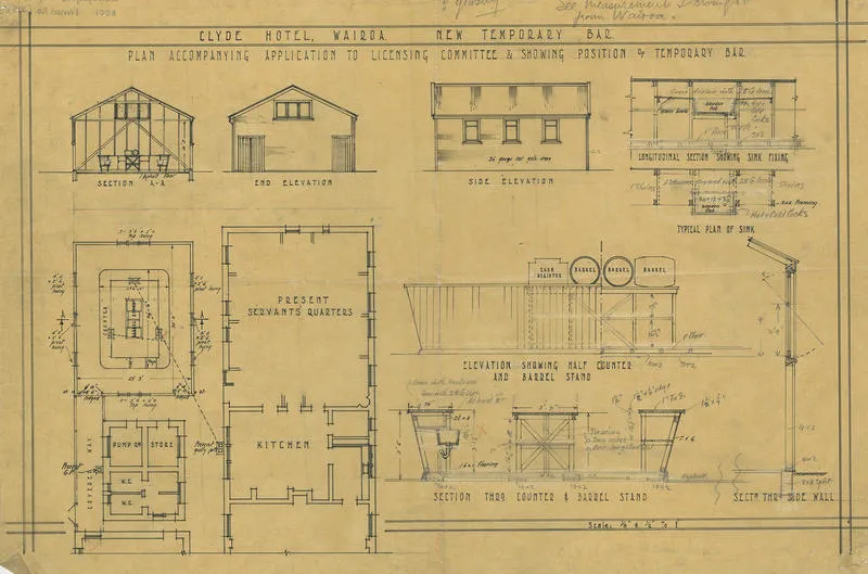 Architectural plan, Clyde Hotel, Wairoa