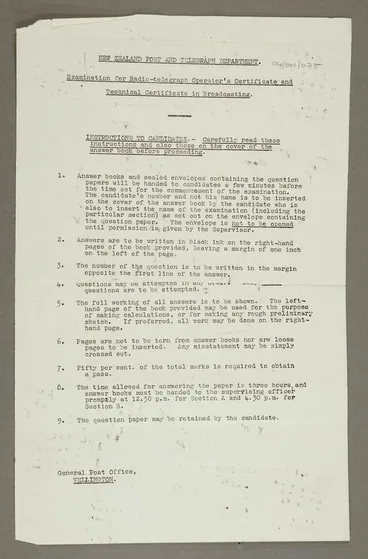 Image: Radio operator's examinations taken by Leslie Birch
