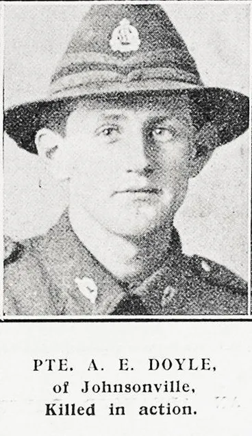 Image: Pte A E Doyle of Johnsonville, killed in action