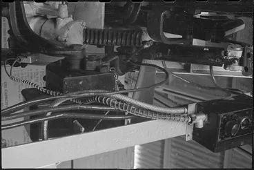 Image: Details of the working model of the Westinghouse Gyro Stabilizer at the NZ Armoured Training School at Maadi Camp, Egypt - Photograph taken by George Bull