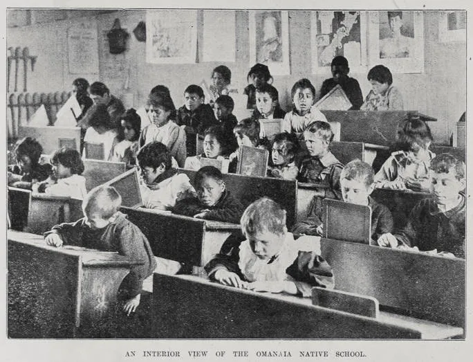 An interior view of the Omanaia native school