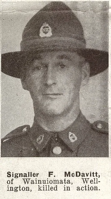 Image: Signaller F. McDavitt, of Wainuiomata, Wellington, killed in action