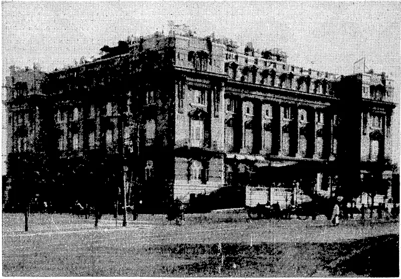 WELL KNOWN TO TRAVELLERS IN, . THE :; EAST.—The Yamoto Hotel at Ddiren (Dalny), the chief port of the Kwangtung Peninsula, in Southern -Manchuria. The peninsula ■is • held', by- Japan '■ on lease, and is; administered .by a Governor-General .stationedy.pt Mairen* (Evening Post, 16 October 1936)