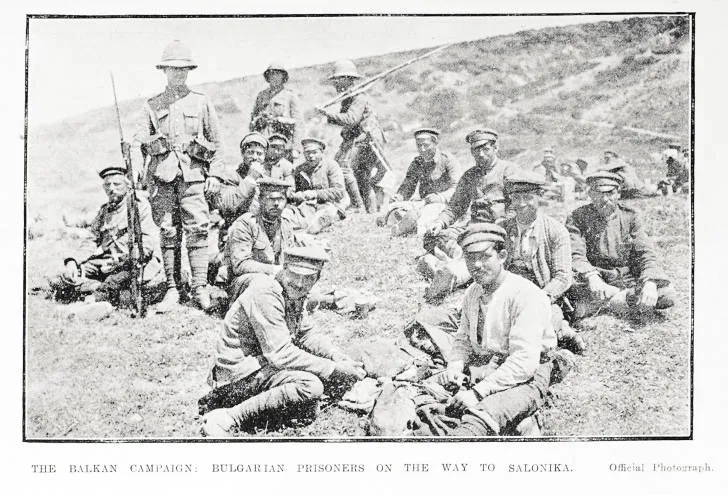 The Balkan campaign: Bulgarian prisoners on the way to Salonika