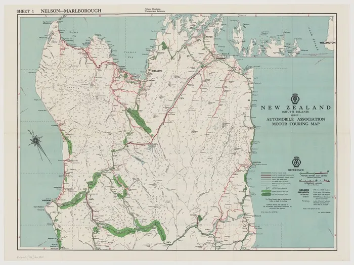 New Zealand (South Island) Automobile Association motor touring map / compiled, drawn and published by Automobile Association (Auckland) Inc.