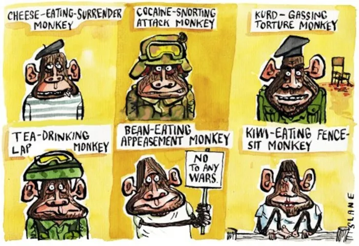 Slane, Christopher, 1957- : Cheese-eating surrender monkey.... Listener, [9 April 2003].