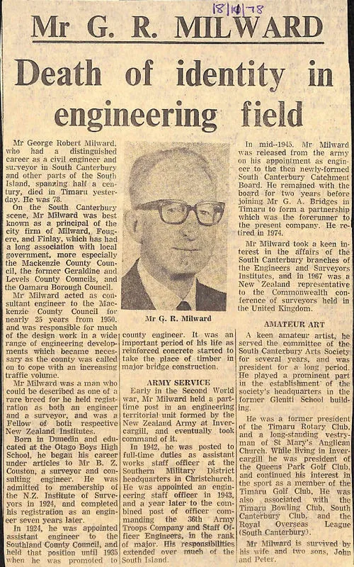 Mr G R Milward: Death of identity in engineering field