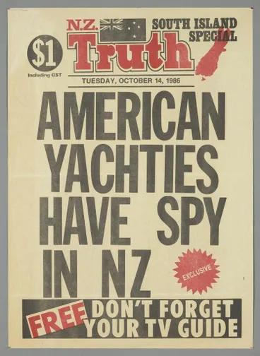 Image: "American yachties have spy in NZ Exclusive Free Don't forget your TV guide"