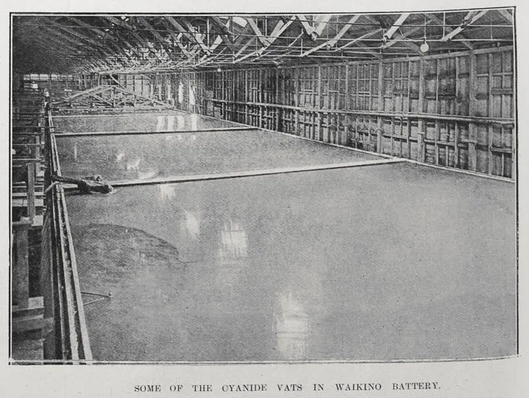 SOME OF THE CYANIDE VATS IN WAIKINO BATTERY